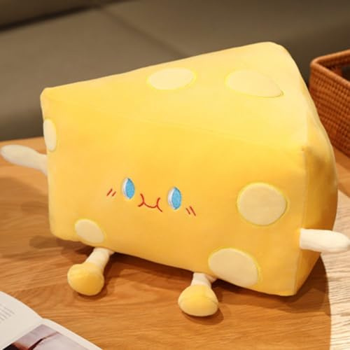 OUKEYI Cheese Plush Pillow ,Funny Food Bread Cheese Stuffed Toys Soft Toast Sofa Pillow, Kawaii Room Decor Holiday Birthday for Kids Boys Girls