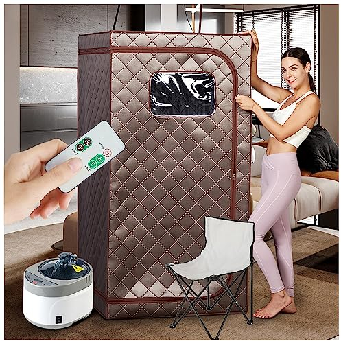 FICHET Sauna de Vapor Portátil para Casa, Sauna de Cuerpo Completo para Relajación, Generador de Vapor de Gran Capacidad 4L &2000W, Silla Plegable