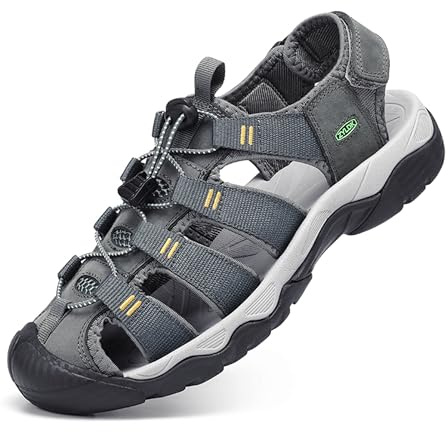 ZYLDK Sports Outdoor Sandals Summer Men's Beach Shoes Casual Sandals for Men Closed-Toe Shoes Leather Trekking Walking Hiking Touch Close Strap UK9