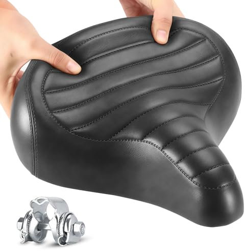 Bequemer Fahrradsattel Ergonomischer Fahrrad Sattel für Damen & Herren Fahrradsitz Breit Komfortsattel Wasserdicht, stoßdämpfend für Cityrad, Mountainbike, Ebike, Heimtrainer (Schwarz)