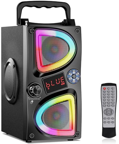 SUPNIU Bluetooth Speaker, 60W(Peak) Wireless Portable Small Home Party Speakers with Double Subwoofer Deep Bass, Radio, Lights, 80dB Loud Stereo Sound Boombox for Outdoor Camping Gifts