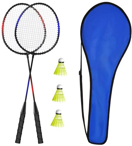 KH Federball Set Badminton Schläger Set of 2 oder 4 für Erwachsene Kinder, Schläger, Federbälle und Tragetasche im Lieferumfang