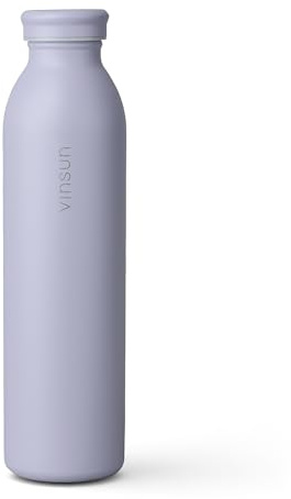 Vinsun Trinkflasche Edelstahl 600ml Lila - auslaufsicher, Kohlensäure geeignet, BPA frei, doppelwandig isoliert - leichte Wasserflasche für Fitness, Schule, Büro, Reisen