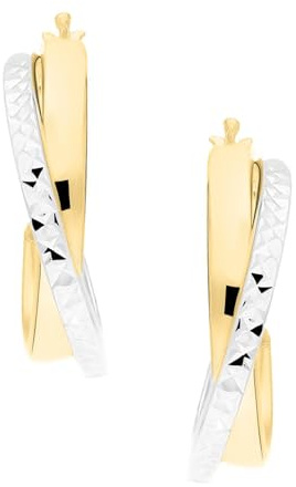 My Gold Damen Creolen Ohrringe Gold 333 Echtes Gelbgold Weißgold (8 Karat) Bicolor 21mm x 4mm Leah C-07920-G362