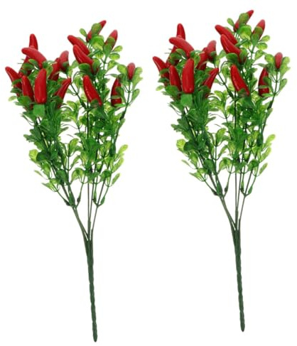 VICASKY Bouquet di Peperoncini Finti Facili da Curare in Plastica 2 Pezzi Decorativi per Vaso e Cestini Floreali e Adatti per Matrimoni e Lavoretti Creativi