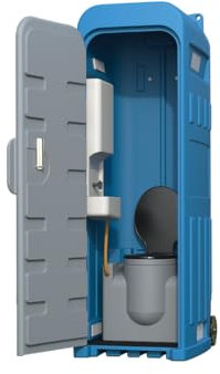 WC Chimique de Chantier Transportable, Polyéthylène, Bleu, 100x79x220 cm, 67 kg, Autonome avec Réservoir 70L, Siège Intégré