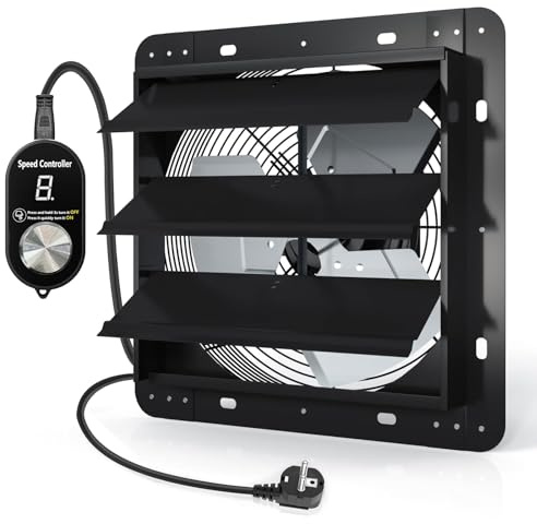 Aygrochy 300mm Abluftventilator Industriell, Regelbar Wandventilator mit EC Motor, 1630m³/h Leise Industrieventilator, Wandlüfter Axialventilator für Garage, Küche, Gewächshaus, Loft