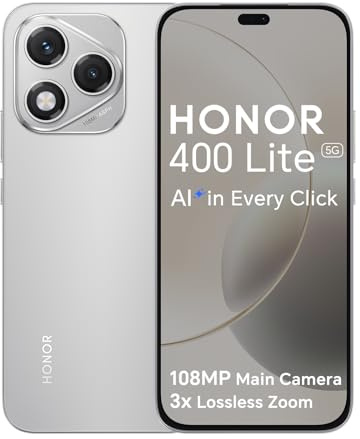 HONOR 400 Lite 5G Smartphone 8 GB 256 GB, Cámara de 108 MP con Botón AI, Pantalla AMOLED Eye-Care de 6,7 Pulgadas y 120 Hz, Doble SIM NFC IP64, Android 15, Gris