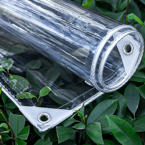 650g/㎡ Telone Trasparente Antivento Antipolvere Pieghevoli Resistente Alle per Esterno,0.55mm Spessore 1.5x2m Telo di Protezione Resistente UV Antistrappo in PVC Spaziatura dei Fori 30cm