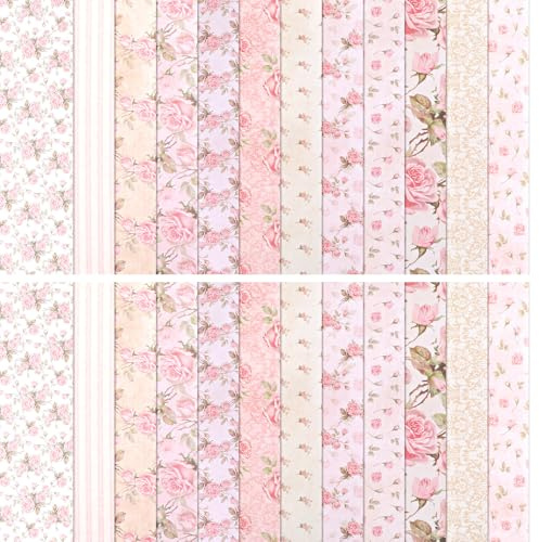 24 Sheets 6 X 6 Inch Scrapbook Paper, Pastel Floral Patterns Decorative Craft Paper, Folded Flat for DIY Background Cards Art Photo Album Decor Junk Journals Decoration