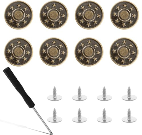 DOPENSPI 8 Pcs 17mm Jean Button Pins, Replacement Buttons