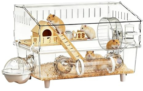 Qapayieg Jaulas para Hámsteres,Transportín de Acrílico Desmontable para Mascotas 45 x 30 x 34.5 cm - Jaula para Roedores | para Interior y Exterior, Pequeños Animales