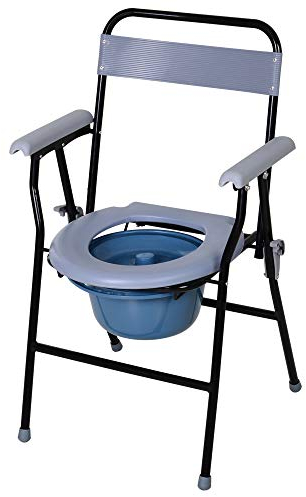 HOMCOM Sedia WC Pieghevole con Vaso Rimovibile per Anziani e Disabili in Tubi di Ferro e Plastica 52 x 50 x 75cm