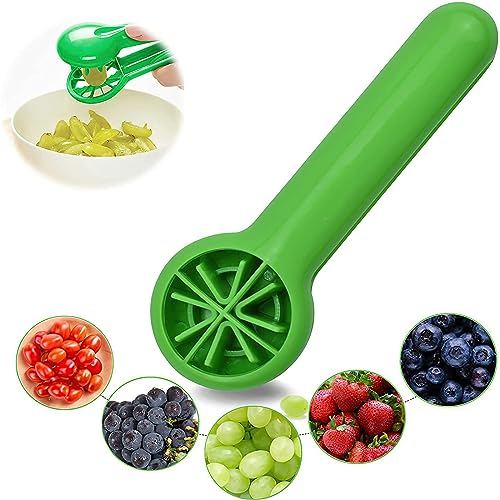 yufana Traubenschneider, Obstschneider, Weintrauben Tomaten Kirschen Erdbeer, Obstküchen Dekoration Küchenhelfer, Kochen Gadget Gemüse Obst Salat Herstellung(Grün)