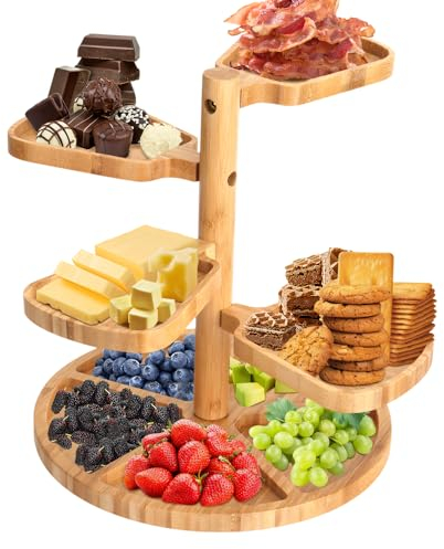 Rotating Charcuterie Boards,Wooden Tiered Serving Tray,Rotating Platters for Serving Food Party,Easy-to-Install Lazy Susan Serving Tray,can be Used as Birthday Gift, Housewarming Gift