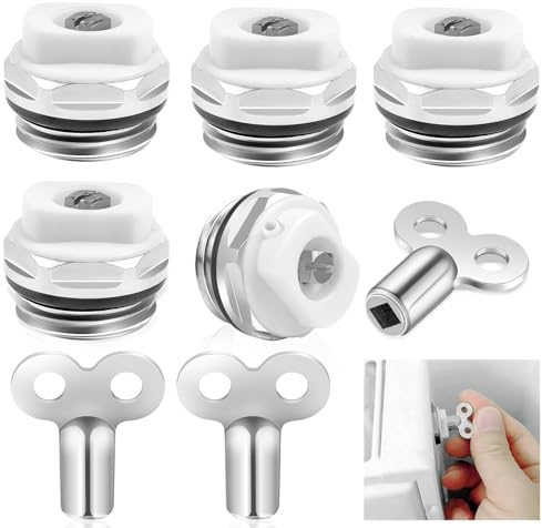 5 Stück Heizkörper Entlüftungsventil mit 3 Entlüftungsschlüssel, Entlüftungsventil Kupfer, Heizkörper Entlüftungsventile, Manuell Heizungsventil