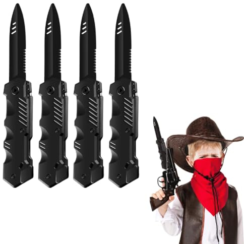 Coltelli Retrattili Giocattolo, Trucco Divertente Gadget Pugnale Che Scompare Festa di Halloween 4 Pezzi (BLACK)