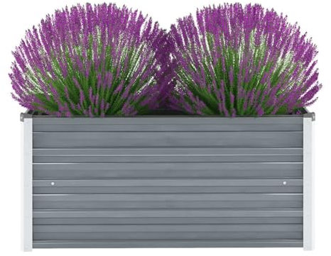Myheimly Garten-Hochbeet Gartenbeet Pflanzbeet Frühbeet Verzinkter Stahl 100x40x45 cm Grau