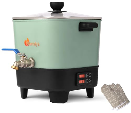 Bienslys Fonde Cera Elettrico da 6,5 L per Candele e saponi – Pannello di Temperatura Digitale con beccuccio, Rivestimento Antiaderente, Fondo a V per versare e Pulire Facilmente