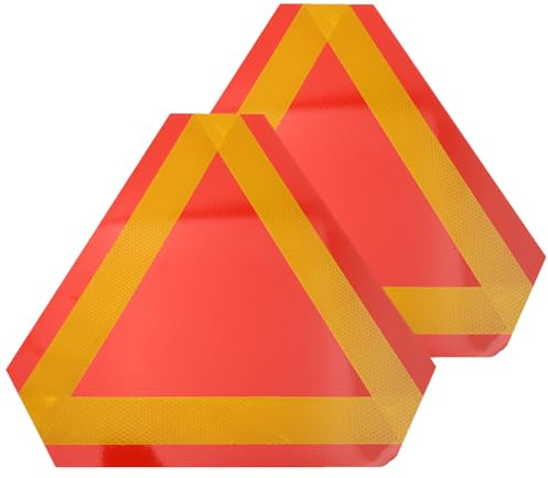ULTECHNOVO Reflectores Triangulares Alta Reflectividad y Resistencia de Aluminio Rojo Paquete de 2 para Vehículos de Movimiento Lento para Seguridad Vial y Señalización