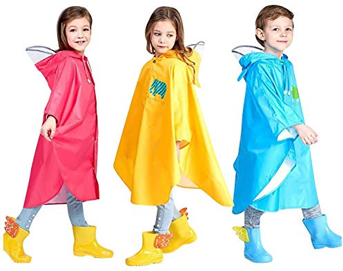 Rain Jacket Toddler Girl Kids Poncho Jacket Cute Cartoon Rain Coat Toddler Boys Girls Reusable Raincoats Waterproof Rainwear with Hood Raincoat for Girls (Red, 5-6 Years)