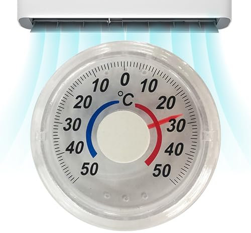 Termografía adhesiva de la ventana: termómetro analógico con con escala de dos colores | Termografía de interior al aire libre de lectura fácil para baños, habitaciones de dormitorios, oficinas,