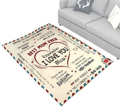 Genérico Manta del Día De La Madre - Mejor Mamá del Mundo Manta de Felpa | Sábanas Súper y Caliente para Mujeres Sofá Sala Dormitorio Cama Viaje Acampada Picnic