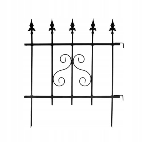 Kapaga - Clôture de Jardin en Métal – Clôture Décorative Modulaire, Bordure de Pelouse, Métal Revêtu Noir 66x60 cm, Système d'Emboîtement Flexible