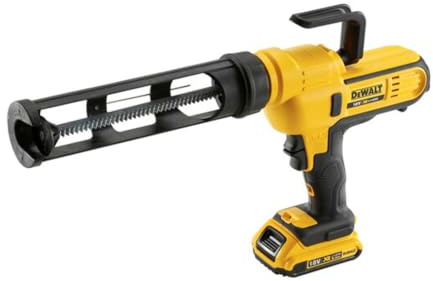 DeWalt, Pistola per Silicone XR 18V, forza di spinta 2500N (254Kg), velocità di spinta 51-533 mm/min, dispositivo a cartuccia, dimensione canestro 300-310 ml