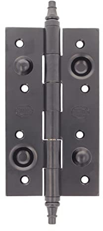 Amig - Bisagra de Seguridad - 150 x 82 x 3 mm - Cantos Cuadrados - Con Remate Decorativo - Sujeta Puertas de Entrada con Firmeza - Acero Negro