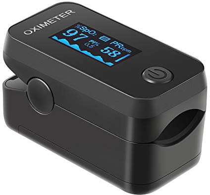 Finger Pulse Oximeter with OLED Display - Ideal for GP's, Nurses, and Home Users That Need to Monitor Their Oxygen Levels Regularly. Quick and Easy (Black)