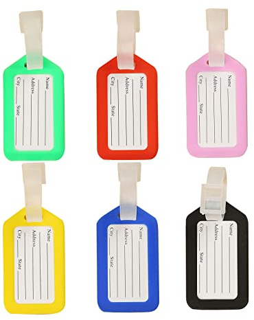 Etichette per Bagagli - 6 Pezzi Viaggio ID Tag in Plastica Colorata per Valigie e Deposito - Luggage Tags per Aereo