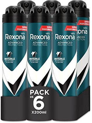 Rexona Deodorante spray protezione avanzata 72h invisibile Black & White Antitraspirante per uomo 200ml - Confezione da 6