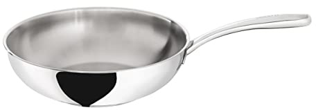 BUGATTI Cucina Italiana, WOK aus Edelstahl 18/10, Wokpfanne für alle Herdarten und Backofen, dreischichtig stark, Durchmesser 30 cm
