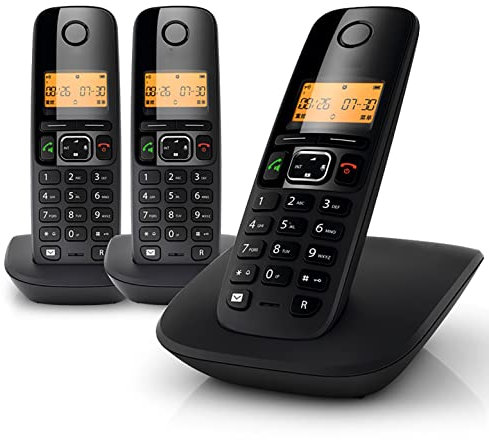 telephone 2.4G Digital Home Cordless Phone,50 Phone Storage, Nuisance Call Blocker, Three-way Call, Caller Identification,4 Handsets Can Be Expanded home phone (Color : Black, Size : 3pcs),Telephones