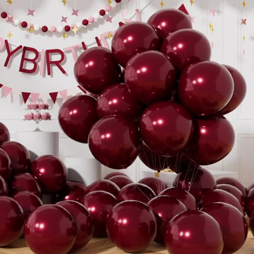 AULE Globos Burdeos Metalizados Cumpleaños: 50 Piezas Globos Latex Borgoña 12 Pulgadas Rojo Vino para Fiesta Bodas Navidad San Valentín
