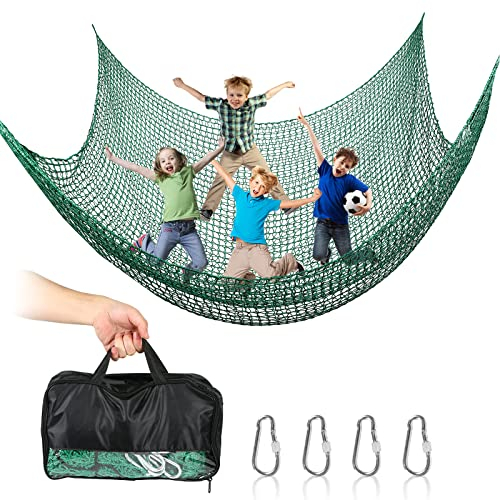 Rete da arrampicata per parco giochi, doppio strato, rete di sicurezza per bambini, altalena da giardino, 1 x 3 m/2 x 3 m/3 x 3 m (verde, 100 x 300 cm)