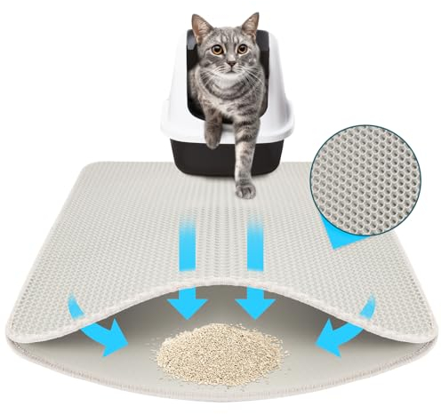 KARAT Tappetino per lettiera per gatti, 76 x 61 cm, impermeabile, per lettiera per gatti, protegge il pavimento dalla lettiera per gatti, tappetino per gatti (Charly) (grigio)
