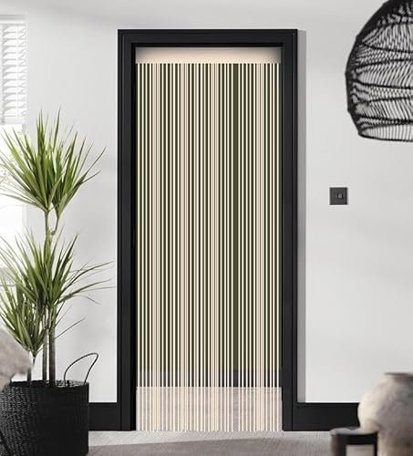 ZEBRA BLINDS String Curtain, Door Fly Screen Curtains, Door Strings, Tassel Curtains for Doorway, Window Decor String Panel Stripe, Stylish Room Divider, Panel Fringe Curtain (Cream, W 100 x L 280 cm)