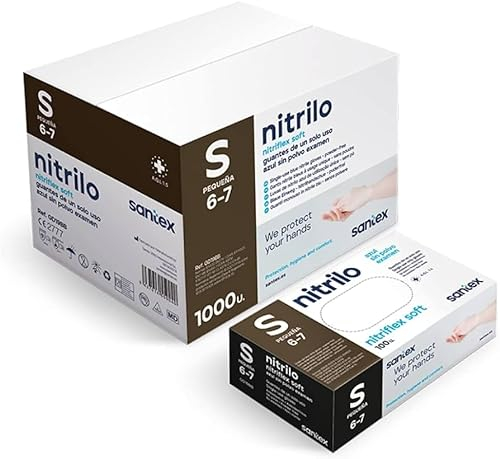 ABD Guantes de Nitrilo Azul Pack de 1000 Unidades, Resistentes al Desgarro, Antideslizantes, Sin Látex, Apto para Uso Alimentario, Cumplen EN 455 y EN 374 (Negro, Talla S)