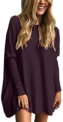 Uwdiohq Magliette Oversize per Donna Top a Tunica da Indossare con Leggings Maglioni a Maniche Lunghe Autunnali Top Eleganti Camicia da Notte Taglie Forti Invernali
