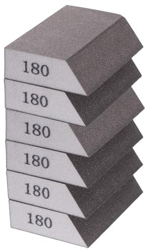 sourcing map 6pcs Sanding Sponge Blocks 180# (600-800 Grit) Sanding Sponge with Angled Edge 4x2.8x1, Washable and Reusable Foam Sanding Block for Polishing Kitchen Metal Wood Drywall Home