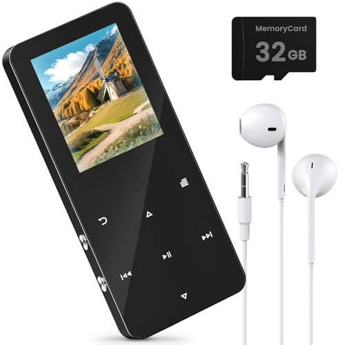 32GB MP3 Player Bluetooth - MP3-MP4-Spieler mit Lautsprecher & Kopfhörer,Musikplayer mit TF Kartenslot, Hörbuch Gerät/Digital Audio Players (Schwarz 32GB)