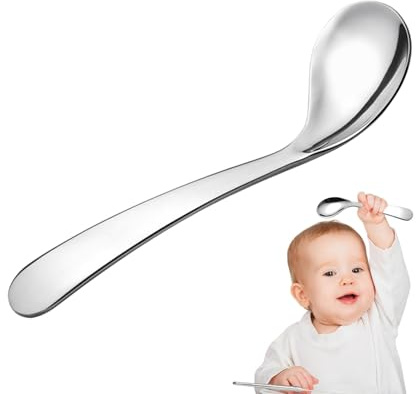Cucchiaio curvo per bambini – Cucchiaio per la prima fase, Cucchiaio per complementari guidato da bambino, Cucchiaio da apprendimento per bambini | Cucchiaio antiscivolo per mangiare autonomamente