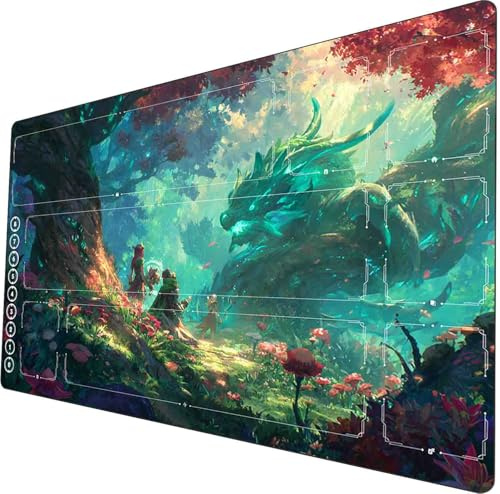 Riftbound TCG Playmat 24x14 Inch Large Game Mat with Marked Zones Storage Pouch Perfect for Board Game Enthusiasts (Fantasy Forest2)