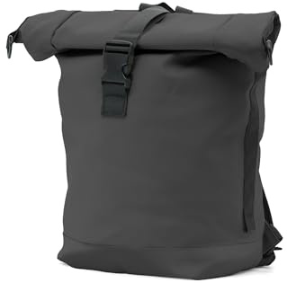 VOYAN Sac à dos enroulable TUN | Sac à dos imperméable en caoutchouc PVC | Portable 13 | Structure résistante avec coutures renforcées | Roll Top léger, gris, M