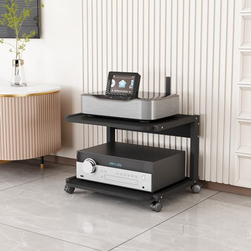 Supporto multimediale a 2 livelli mobile AV Media Stand Angolo TV Mensola Amplificatore Rack Audio DVD CD Player Stand Moderno Stereo Componente Armadio Scaffale Aperto per Casa/Ufficio/Teatro