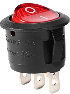 Sourcingmap Red Lamp Backlit On/Off 3 Terminal SPST 2 Position I/O Mini Round Button Toggle Light Rocker Switch AC 250V/10A 125V/12A