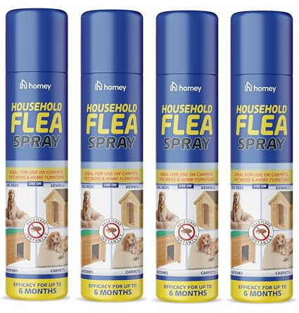 Flea Killer Spray 4 x 200ml Aerosol Animal Flea Dog Cat Tick Protection House