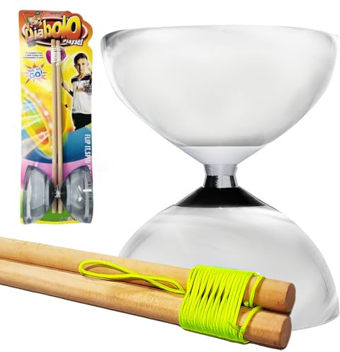 koolbitz Diabolo Toy for Beginners With LED Light-Up Juggling Set with Wooden Sticks Fun Playset For Coordination Activity Training for Kids Ages 3+ Above